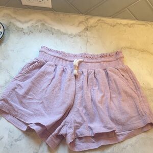 Light Lilac linen Women's Drawstring Shorts
